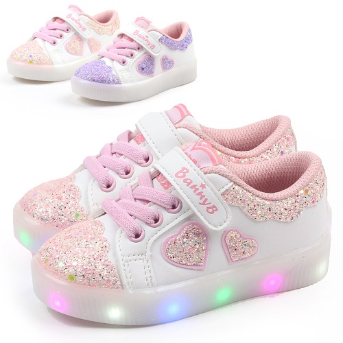 글리터 유아 아동 키즈 초등 여아 LED 불빛 라이팅 운동화 신발 150-200