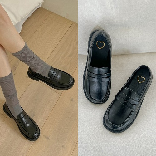 클래식 댄디 페니 여성 청키 로퍼 플랫폼 신발 정장 면접 구두 2.5cm