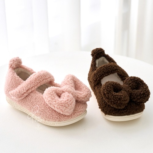 발소리 뽀글이 리본 아기 유아 기모 속털 소리나는 걸음마 삑삑이 신발