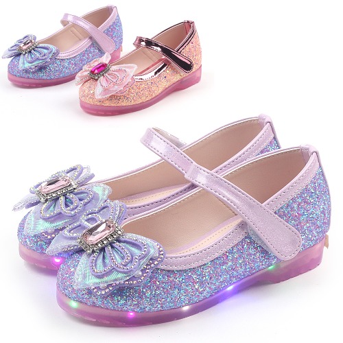 블링블링 보석 리본 유아 아동 키즈 초등 여아 LED 라이팅 구두 신발 150-200